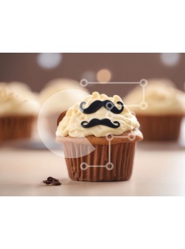 Σετ των 2 Intra Συλλεκτικό Ξύλινο Παζλ Plywood  4mm - Cupcake με μουστάκι με φλιτζάνι καφέ Σε Ξύλινο Κουτί - Διαστάσεις: 10x10 cm – 25 κομμάτια