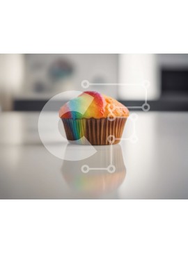 Σετ των 2 Intra Συλλεκτικό Ξύλινο Παζλ Plywood  4mm - Rainbow Cupcake στο τραπέζι στην άδεια κουζίνα Σε Ξύλινο Κουτί - Διαστάσεις: 10x10 cm – 25 κομμάτια