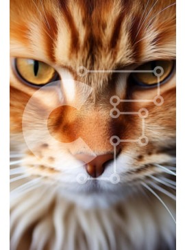 Σετ των 2 Intra Συλλεκτικό Ξύλινο Παζλ Plywood  4mm - Όμορφη κοντινή εικόνα μιας ριγέ γάτας με άγρια ​​έκφραση Σε Ξύλινο Κουτί - Διαστάσεις: 10x10 cm – 25 κομμάτια