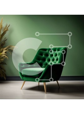 Intra Συλλεκτικό Ξύλινο Παζλ Plywood  4mm - Άνετη πράσινη πολυθρόνα σε δωμάτιο με χαμηλό φωτισμό Σε Ξύλινο Κουτί - Διαστάσεις Puzzle: 10x10 cm – 25 κομμάτια