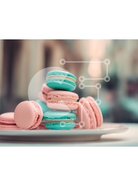 Σετ των 2 Intra Συλλεκτικό Ξύλινο Παζλ Plywood  4mm - Ποικιλία μακαρόν και επιδόρπια σε λευκό πιάτο Σε Ξύλινο Κουτί - Διαστάσεις: 10x10 cm – 25 κομμάτια