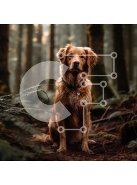 Intra Συλλεκτικό Ξύλινο Παζλ Plywood  4mm - Σοβαρό καφέ σκυλί σε ένα πυκνό δάσος Σε Ξύλινο Κουτί - Διαστάσεις: 10x10 cm – 25 κομμάτια