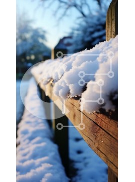 Σετ των 2 Intra Συλλεκτικό Ξύλινο Παζλ Plywood  4mm - Χειμερινός φράκτης καλυμμένος με χιόνι Σε Ξύλινο Κουτί - Διαστάσεις: 10x10 cm – 25 κομμάτια