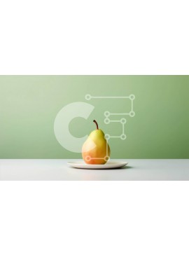 Σετ των 2 Intra Συλλεκτικό Ξύλινο Παζλ Plywood  4mm - Ώριμο αχλάδι σε ένα άσπρο πιάτο Σε Ξύλινο Κουτί - Διαστάσεις: 10x10 cm – 25 κομμάτια