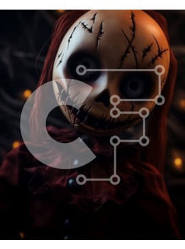 Intra Συλλεκτικό Ξύλινο Παζλ Plywood  4mm - Ανατριχιαστική κούκλα με κόκκινα μαλλιά και μαύρα μάτια Σε Ξύλινο Κουτί - Διαστάσεις Puzzle: 10x10 cm – 25 κομμάτια