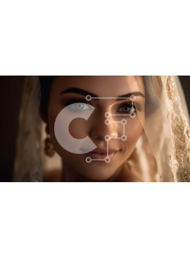 Intra Συλλεκτικό Ξύλινο Παζλ Plywood  4mm - Εκπληκτική νύφη με λευκό φόρεμα και πέπλο με μπουκέτο λουλούδια Σε Ξύλινο Κουτί - Διαστάσεις Puzzle: 10x10 cm – 25 κομμάτια