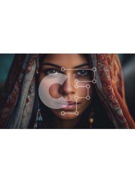 Intra Συλλεκτικό Ξύλινο Παζλ Plywood  4mm - Σοβαρή γυναίκα με μαντίλα που κοιτάζει κατευθείαν την κάμερα Σε Ξύλινο Κουτί - Διαστάσεις Puzzle: 10x10 cm – 25 κομμάτια