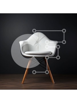 Intra Συλλεκτικό Ξύλινο Παζλ Plywood  4mm - Μοντέρνα λευκή δερμάτινη καρέκλα με ξύλινο σκελετό Σε Ξύλινο Κουτί - Διαστάσεις Puzzle: 10x10 cm – 25 κομμάτια