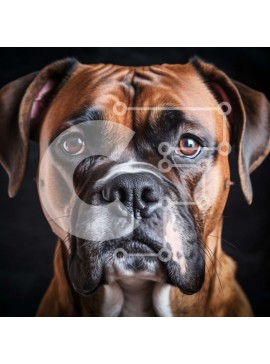Intra Συλλεκτικό Ξύλινο Παζλ Plywood  4mm - Κοντινή όψη του προσώπου του σκύλου μπόξερ Σε Ξύλινο Κουτί - Διαστάσεις: 10x10 cm – 25 κομμάτια