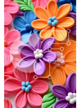 Σετ των 2 Intra Συλλεκτικό Ξύλινο Παζλ Plywood  4mm - Πολύχρωμα λουλούδια σε έναν κύκλο Σε Ξύλινο Κουτί - Διαστάσεις: 10x10 cm – 25 κομμάτια