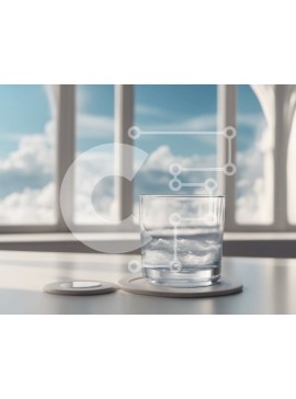 Intra Συλλεκτικό Ξύλινο Παζλ Plywood  4mm - Ποτήρι νερό στο τραπέζι με τα σύννεφα στον ουρανό Σε Ξύλινο Κουτί - Διαστάσεις Puzzle: 10x10 cm – 25 κομμάτια