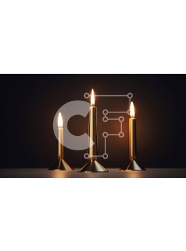 Intra Συλλεκτικό Ξύλινο Παζλ Plywood  4mm - Τρία αναμμένα κεριά σε μαύρο φόντο με χρυσές βάσεις Σε Ξύλινο Κουτί - Διαστάσεις Puzzle: 10x10 cm – 25 κομμάτια