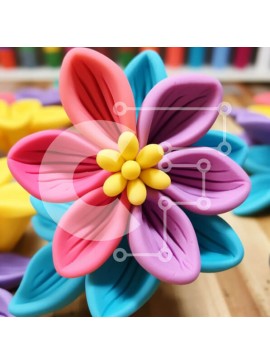 Σετ των 2 Intra Συλλεκτικό Ξύλινο Παζλ Plywood  4mm - Πολύχρωμα λουλούδια σε βάζο σε ξύλινη επιφάνεια Σε Ξύλινο Κουτί - Διαστάσεις: 10x10 cm – 25 κομμάτια