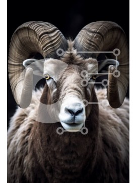 Σετ των 2 Intra Συλλεκτικό Ξύλινο Παζλ Plywood  4mm - Εκπληκτική εικόνα ενός καφέ κριού με σγουρά κέρατα Σε Ξύλινο Κουτί - Διαστάσεις: 10x10 cm – 25 κομμάτια