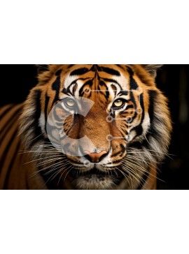 Σετ των 2 Intra Συλλεκτικό Ξύλινο Παζλ Plywood  4mm - Σφοδρή και έντονη κινηματογράφηση σε πρώτο πλάνο προσώπου τίγρης Σε Ξύλινο Κουτί - Διαστάσεις: 10x10 cm – 25 κομμάτια