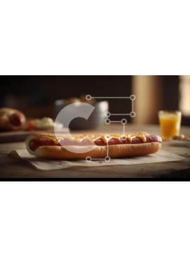 Σετ των 2 Intra Συλλεκτικό Ξύλινο Παζλ Plywood  4mm - Απολαυστική εικόνα ενός χοτ-ντογκ με κέτσαπ και μουστάρδα σε ένα ξύλινο τραπέζι Σε Ξύλινο Κουτί - Διαστάσεις: 10x10 cm – 25 κομμάτια