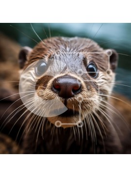 Intra Συλλεκτικό Ξύλινο Παζλ Plywood  4mm - Κοντινό πλάνο του προσώπου μιας περίεργης ενυδρίδας Σε Ξύλινο Κουτί - Διαστάσεις: 10x10 cm – 25 κομμάτια