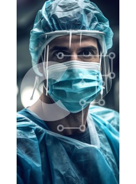 Intra Συλλεκτικό Ξύλινο Παζλ Plywood  4mm - Επαγγελματίας άνδρας χειρουργός με μπλε χειρουργική ενδυμασία στο χειρουργείο Σε Ξύλινο Κουτί - Διαστάσεις Puzzle: 10x10 cm – 25 κομμάτια