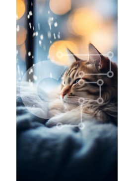 Σετ των 2 Intra Συλλεκτικό Ξύλινο Παζλ Plywood  4mm - Χαριτωμένη εικόνα μιας χαλαρής γάτας που κοιμάται σε ένα άνετο κρεβάτι Σε Ξύλινο Κουτί - Διαστάσεις: 10x10 cm – 25 κομμάτια