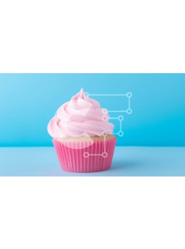 Σετ των 2 Intra Συλλεκτικό Ξύλινο Παζλ Plywood  4mm - Ροζ Cupcake με Swirled White Frosting Σε Ξύλινο Κουτί - Διαστάσεις: 10x10 cm – 25 κομμάτια