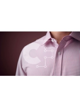 Σετ των 2 Intra Συλλεκτικό Ξύλινο Παζλ Plywood  4mm - Κοντινό πλάνο από ανοιχτό ροζ και λευκό πουκάμισο Gingham Σε Ξύλινο Κουτί - Διαστάσεις: 10x10 cm – 25 κομμάτια