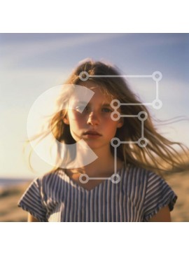 Intra Συλλεκτικό Ξύλινο Παζλ Plywood  4mm - Όμορφη εικόνα νεαρού κοριτσιού στην παραλία που κοιτάζει έξω στη θάλασσα Σε Ξύλινο Κουτί - Διαστάσεις Puzzle: 10x10 cm – 25 κομμάτια