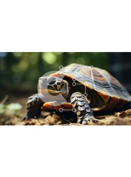 Intra Συλλεκτικό Ξύλινο Παζλ Plywood  4mm - Χελώνα σε φυσικό περιβάλλον με δέντρα στο φόντο Σε Ξύλινο Κουτί - Διαστάσεις: 10x10 cm – 25 κομμάτια