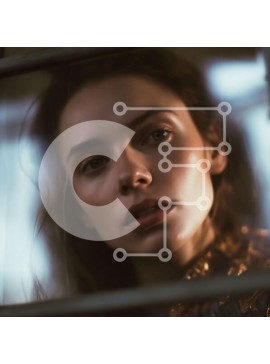 Intra Συλλεκτικό Ξύλινο Παζλ Plywood  4mm - Εκπληκτική φωτογραφία γυναίκας που κοιτάζει τη νύχτα με θέα την πόλη μέσα από το παράθυρο Σε Ξύλινο Κουτί - Διαστάσεις Puzzle: 10x10 cm – 25 κομμάτια