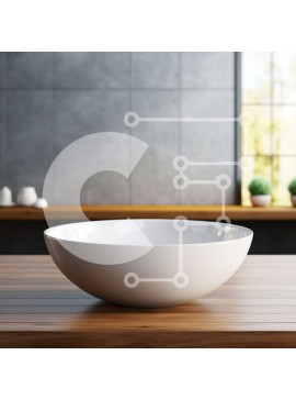 Intra Συλλεκτικό Ξύλινο Παζλ Plywood  4mm - Λευκός πορσελάνινος νεροχύτης σε ξύλινο τραπέζι με θέα στον ορίζοντα της πόλης Σε Ξύλινο Κουτί - Διαστάσεις Puzzle: 10x10 cm – 25 κομμάτια