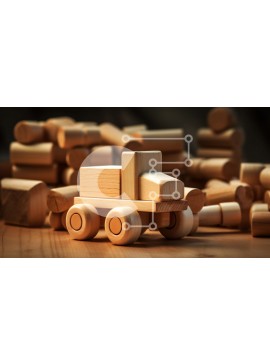 Intra Συλλεκτικό Ξύλινο Παζλ Plywood  4mm - Ξύλινο φορτηγό παιχνιδιών σε ξύλινη επιφάνεια Σε Ξύλινο Κουτί - Διαστάσεις Puzzle: 10x10 cm – 25 κομμάτια