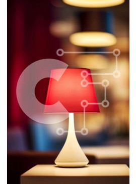 Intra Συλλεκτικό Ξύλινο Παζλ Plywood  4mm - Κόκκινο φωτιστικό σε λευκό τραπέζι σε δωμάτιο με χαμηλό φωτισμό Σε Ξύλινο Κουτί - Διαστάσεις Puzzle: 10x10 cm – 25 κομμάτια