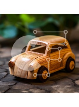 Intra Συλλεκτικό Ξύλινο Παζλ Plywood  4mm - Μικρό ξύλινο αυτοκίνητο σε βραχώδη επιφάνεια Σε Ξύλινο Κουτί - Διαστάσεις Puzzle: 10x10 cm – 25 κομμάτια