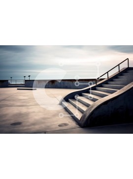 Intra Συλλεκτικό Ξύλινο Παζλ Plywood  4mm - Κενή σκάλα από σκυρόδεμα με μεταλλικά κιγκλιδώματα που οδηγούν στην ταράτσα Σε Ξύλινο Κουτί - Διαστάσεις Puzzle: 10x10 cm – 25 κομμάτια