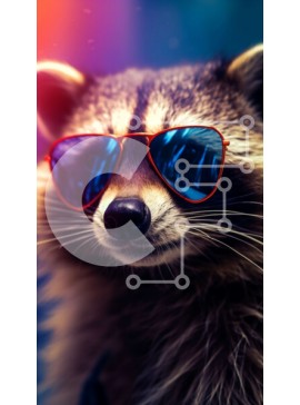 Σετ των 2 Intra Συλλεκτικό Ξύλινο Παζλ Plywood  4mm - Raccoon φορώντας γυαλιά ηλίου Σε Ξύλινο Κουτί - Διαστάσεις: 10x10 cm – 25 κομμάτια