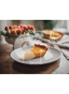 Σετ των 2 Intra Συλλεκτικό Ξύλινο Παζλ Plywood  4mm - Φέτα λεμονόπιτας σε λευκό πιάτο Σε Ξύλινο Κουτί - Διαστάσεις: 10x10 cm – 25 κομμάτια