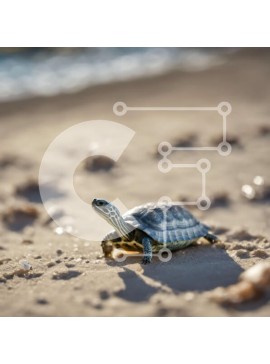 Intra Συλλεκτικό Ξύλινο Παζλ Plywood  4mm - Μωρό χελώνα που περπατά στην αμμώδη παραλία Σε Ξύλινο Κουτί - Διαστάσεις: 10x10 cm – 25 κομμάτια