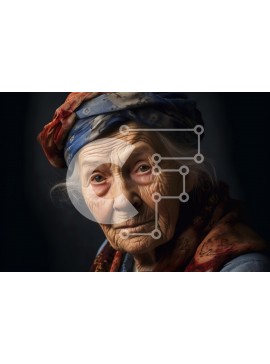 Intra Συλλεκτικό Ξύλινο Παζλ Plywood  4mm - Όμορφο πορτρέτο μιας σοφής ηλικιωμένης γυναίκας με ένα μαντίλι στο κεφάλι της Σε Ξύλινο Κουτί - Διαστάσεις Puzzle: 10x10 cm – 25 κομμάτια