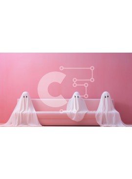 Intra Συλλεκτικό Ξύλινο Παζλ Plywood  4mm - Τρία φαντάσματα που κάθονται σε έναν ροζ καναπέ Σε Ξύλινο Κουτί - Διαστάσεις Puzzle: 10x10 cm – 25 κομμάτια