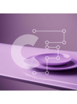 Intra Συλλεκτικό Ξύλινο Παζλ Plywood  4mm - Μωβ και λευκά πιάτα σε ένα τραπέζι Σε Ξύλινο Κουτί - Διαστάσεις Puzzle: 10x10 cm – 25 κομμάτια