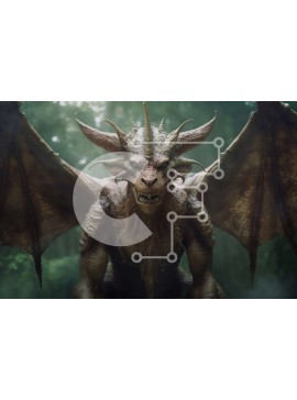 Intra Συλλεκτικό Ξύλινο Παζλ Plywood  4mm - Τρομακτική εικόνα ενός δαιμονικού πλάσματος σε ένα σκοτεινό, ομιχλώδες δάσος Σε Ξύλινο Κουτί - Διαστάσεις Puzzle: 10x10 cm – 25 κομμάτια