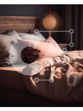 Intra Συλλεκτικό Ξύλινο Παζλ Plywood  4mm - Άνετο και κομψό κρεβάτι με ροζ και γκρι κουβέρτες και μαξιλάρια Σε Ξύλινο Κουτί - Διαστάσεις Puzzle: 10x10 cm – 25 κομμάτια