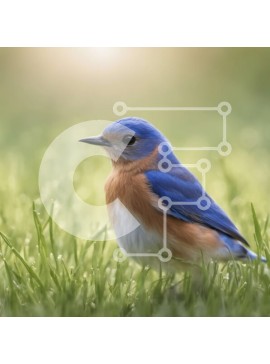 Intra Συλλεκτικό Ξύλινο Παζλ Plywood  4mm - Μπλε πουλί στην πράσινη χλόη Σε Ξύλινο Κουτί - Διαστάσεις: 10x10 cm – 25 κομμάτια