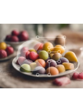 Σετ των 2 Intra Συλλεκτικό Ξύλινο Παζλ Plywood  4mm - Πιάτο με φρούτα - μήλα, πορτοκάλια και σταφύλια Σε Ξύλινο Κουτί - Διαστάσεις: 10x10 cm – 25 κομμάτια