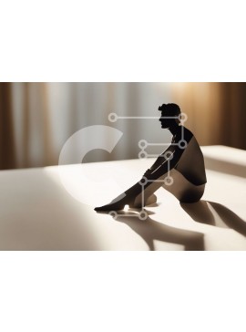 Intra Συλλεκτικό Ξύλινο Παζλ Plywood  4mm - Σιλουέτα ενός ατόμου σε βαθιά σκέψη ή διαλογισμό Σε Ξύλινο Κουτί - Διαστάσεις Puzzle: 10x10 cm – 25 κομμάτια