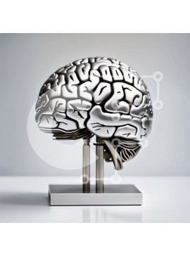 Intra Συλλεκτικό Ξύλινο Παζλ Plywood  4mm - Λεπτομερές ασημένιο μοντέλο ανθρώπινου εγκεφάλου σε μεταλλική βάση Σε Ξύλινο Κουτί - Διαστάσεις Puzzle: 10x10 cm – 25 κομμάτια