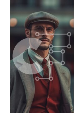 Intra Συλλεκτικό Ξύλινο Παζλ Plywood  4mm - Επαγγελματίας επιχειρηματίας που στέκεται στην οδό με τα χέρια στις τσέπες Σε Ξύλινο Κουτί - Διαστάσεις Puzzle: 10x10 cm – 25 κομμάτια