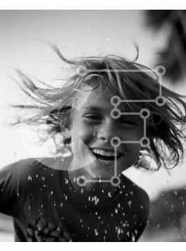 Intra Συλλεκτικό Ξύλινο Παζλ Plywood  4mm - Ευτυχισμένο νεαρό αγόρι που παίζει και γελά στο νερό Σε Ξύλινο Κουτί - Διαστάσεις Puzzle: 10x10 cm – 25 κομμάτια