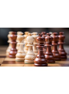 Intra Συλλεκτικό Ξύλινο Παζλ Plywood  4mm - Σκακιέρα με άσπρα και μαύρα κομμάτια σκακιού Σε Ξύλινο Κουτί - Διαστάσεις Puzzle: 10x10 cm – 25 κομμάτια