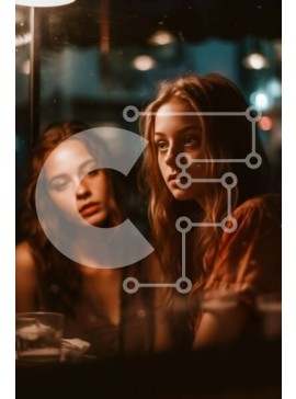 Intra Συλλεκτικό Ξύλινο Παζλ Plywood  4mm - Νεαρές γυναίκες που χρησιμοποιούν τηλέφωνα στο εστιατόριο - Φωτογραφία Αρχείου Σε Ξύλινο Κουτί - Διαστάσεις Puzzle: 10x10 cm – 25 κομμάτια