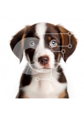 Intra Συλλεκτικό Ξύλινο Παζλ Plywood  4mm - Χαριτωμένη φωτογραφία ενός κουταβιού με αφράτο τρίχωμα και μπλε μάτια Σε Ξύλινο Κουτί - Διαστάσεις: 10x10 cm – 25 κομμάτια